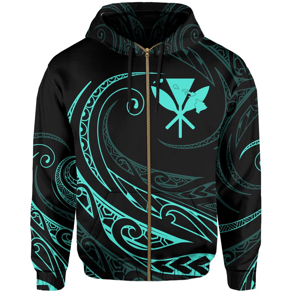 Kanaka Zipper Hoodie Frida Style Turquoise - Polynesian Pride