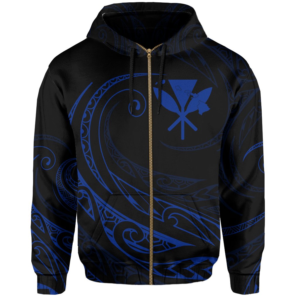 Kanaka Zipper Hoodie Frida Style Blue - Polynesian Pride