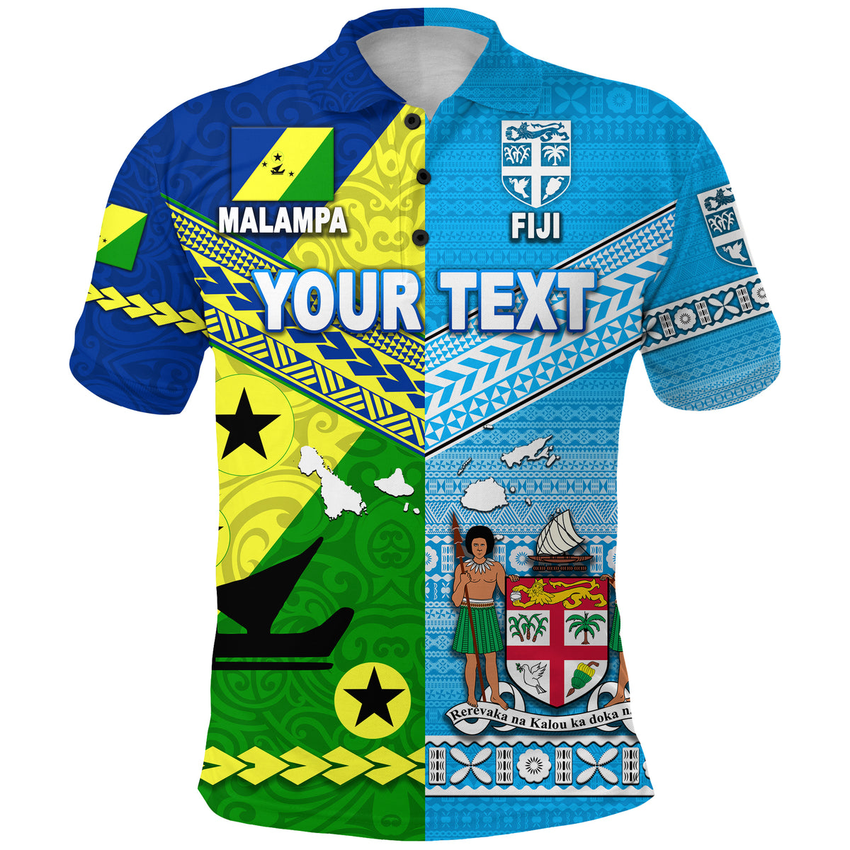Custom Vanuatu Malampa Province and Fiji Polo Shirt Together LT8 - Polynesian Pride