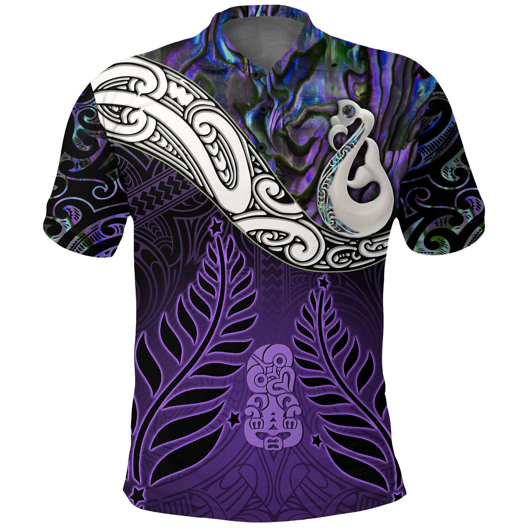 Custom Cook Islands Rarotonga Polo Shirt Purple Tribal Pattern LT12 main image 1