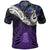 New Zealand Maori Polo Shirt Manaia Paua Shell Glitter Purple LT4 Purple - Polynesian Pride