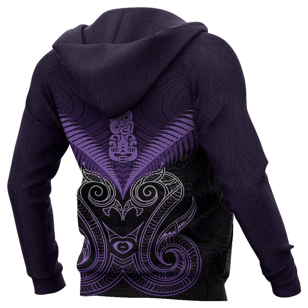 Maori Manaia New Zealand Zip up Hoodie Purple - Polynesian Pride