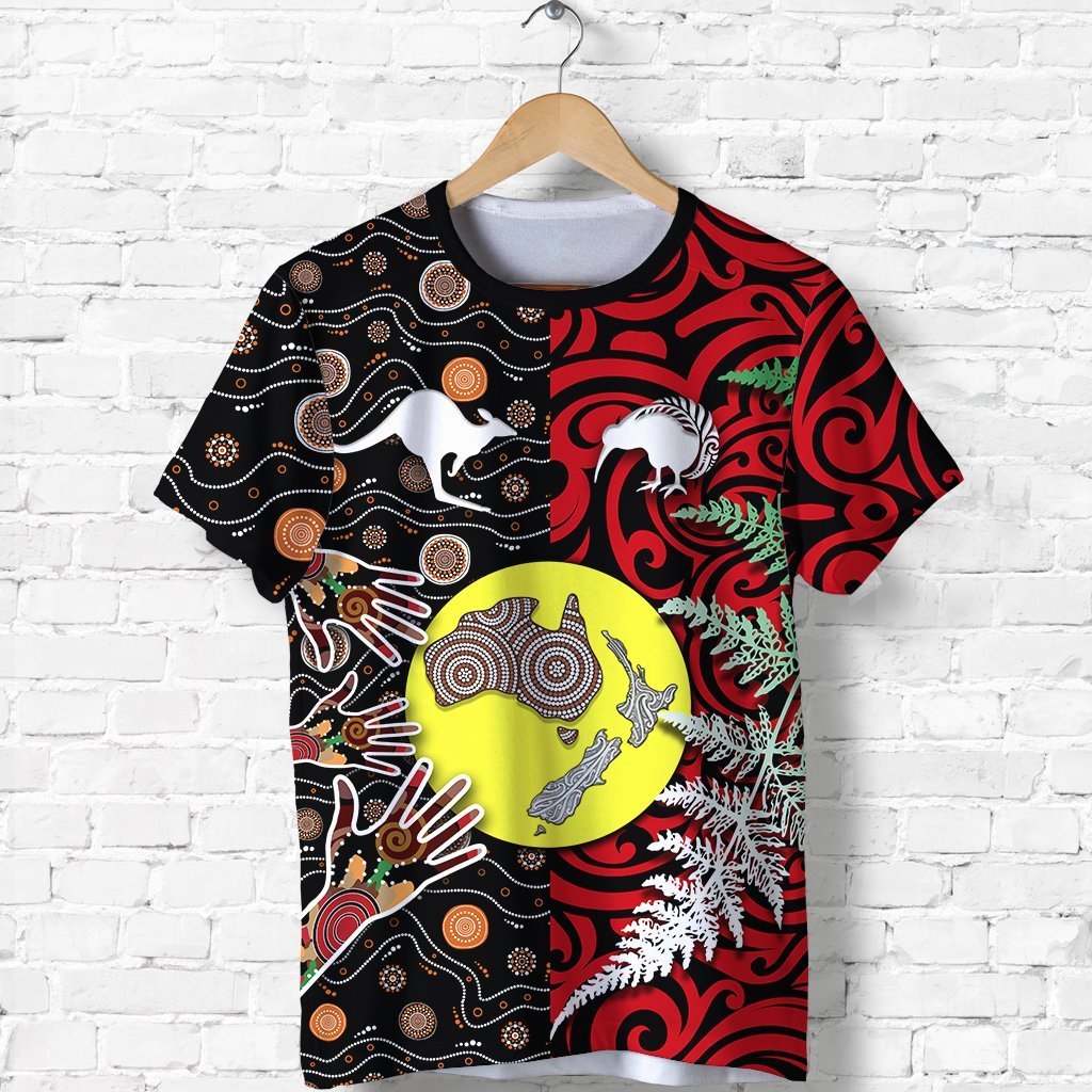 New Zealand Australia T Shirt Maori Aboriginal Unisex Black - Polynesian Pride