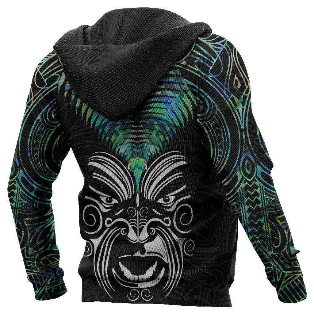 New Zealand Maori Moko Zip Hoodie Paua Shell - Polynesian Pride