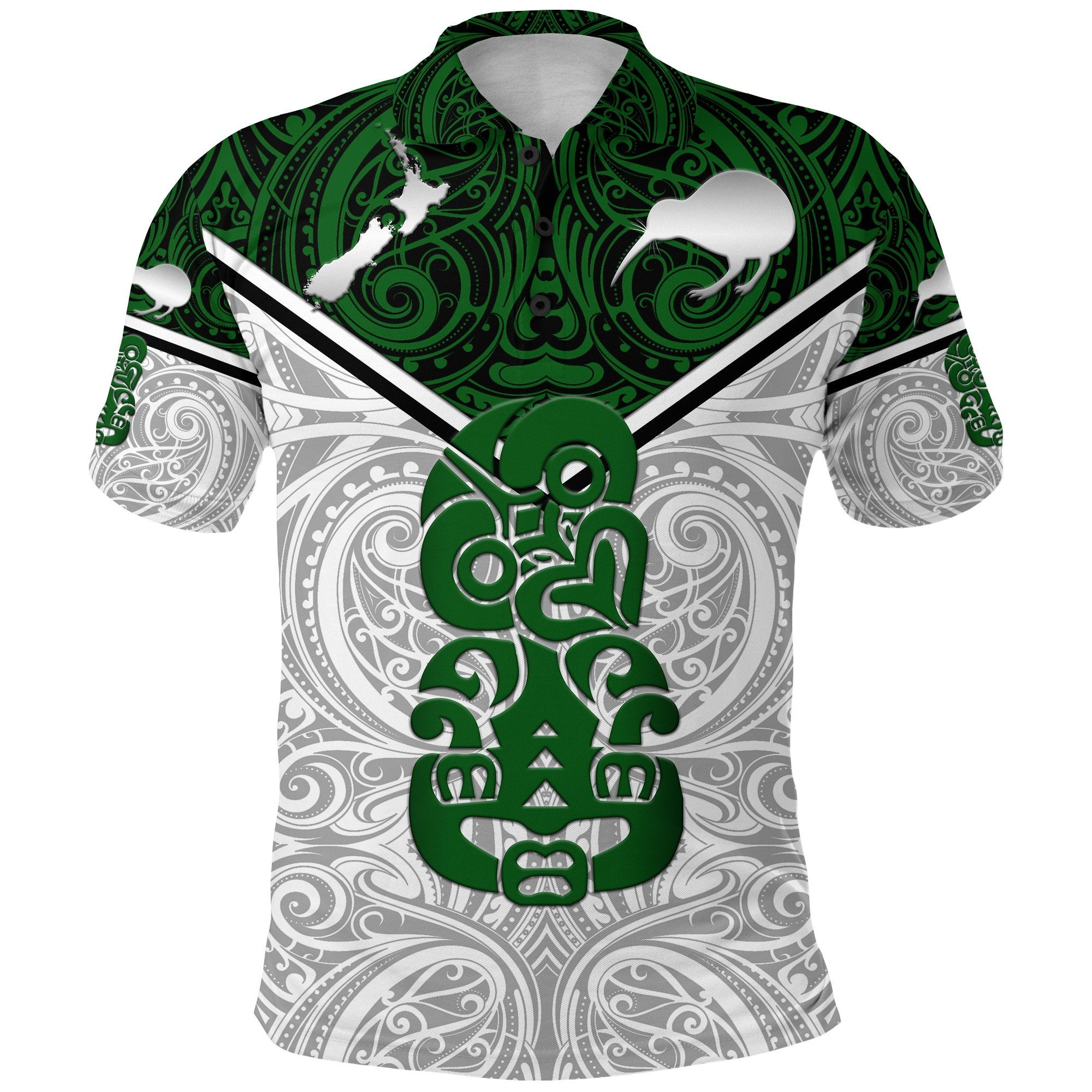 New Zealand Maori Rugby Polo Shirt Pride Version White White - Polynesian Pride
