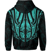 Maori Ta Moko Zip Hoodie New Zealand Turquoise - Polynesian Pride