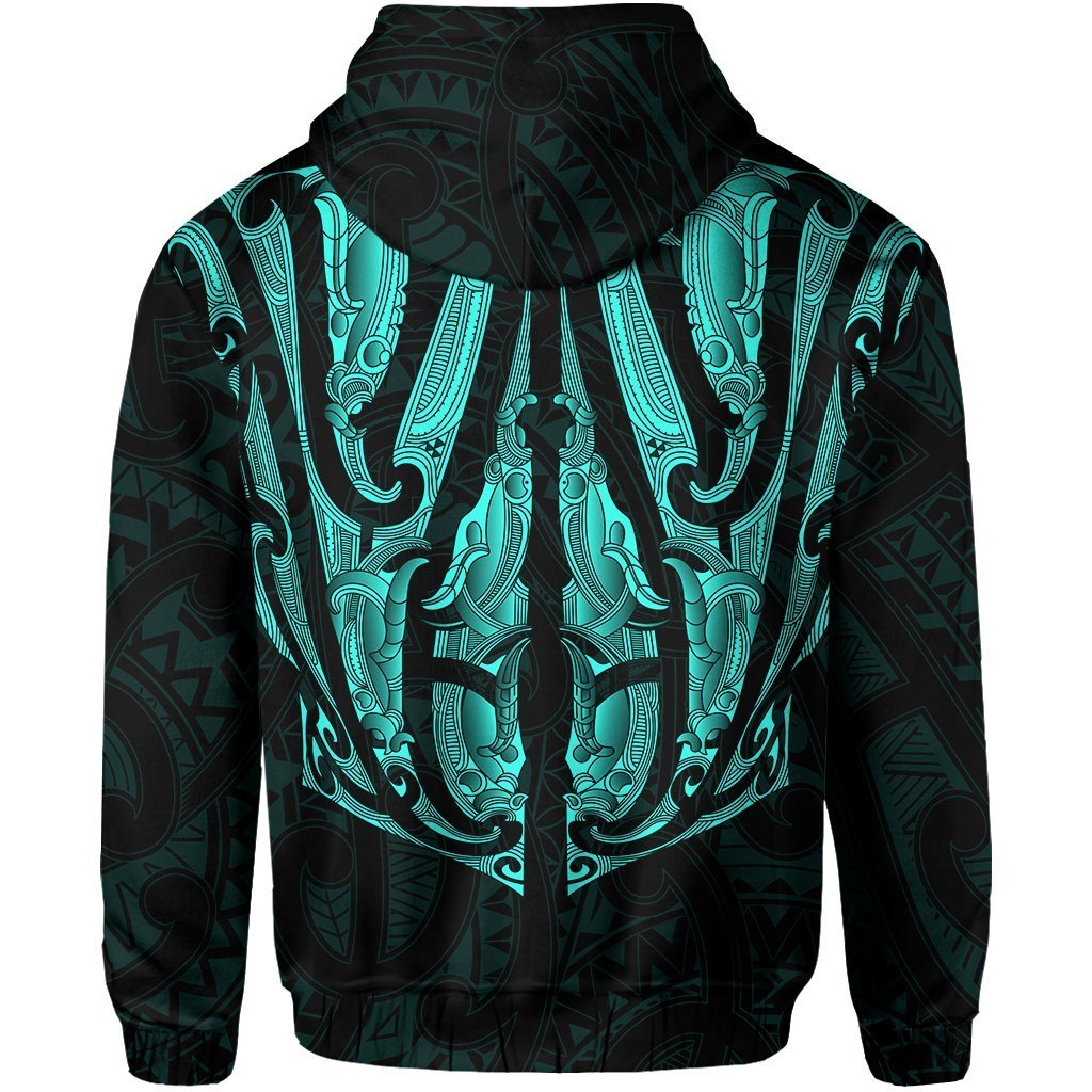 Maori Ta Moko Hoodie New Zealand Turquoise - Polynesian Pride
