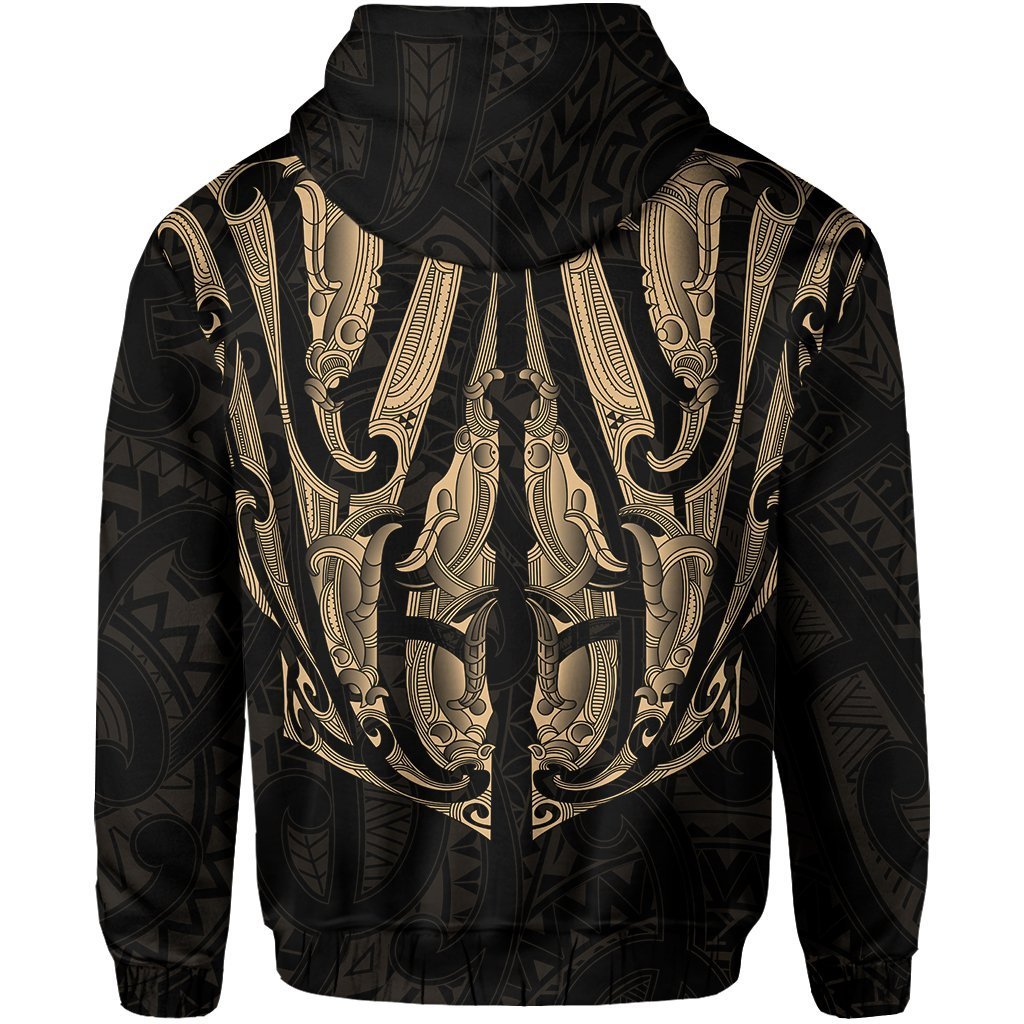Maori Ta Moko Hoodie New Zealand Gold - Polynesian Pride