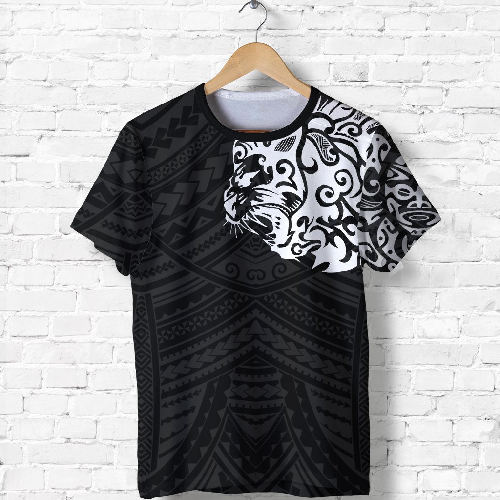 New Zealand T Shirt, Maori Lion Tattoo Shirt White Unisex Black - Polynesian Pride