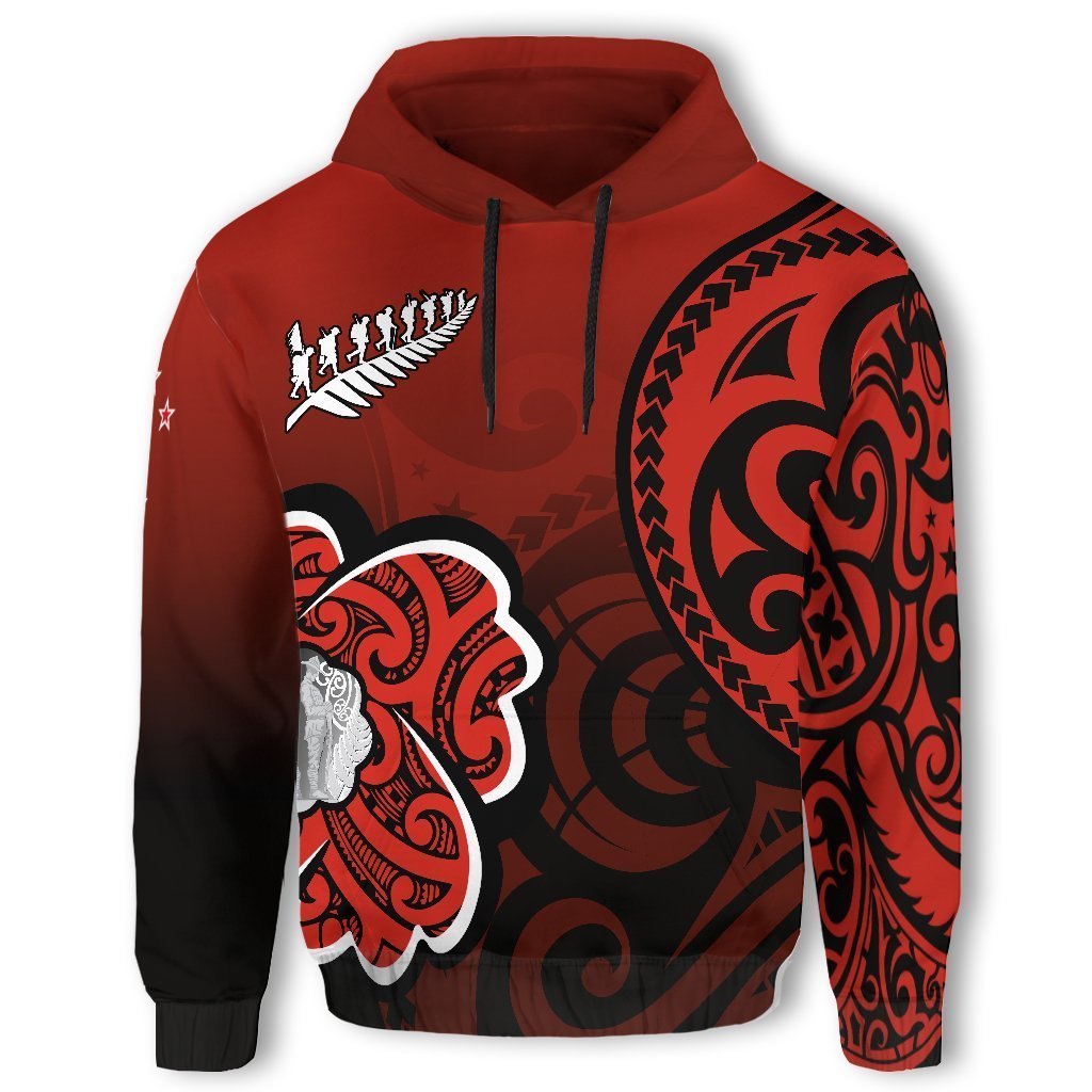 Lest We Forget Hoodie, Maori Poppy Flowers Pullover Hoodie Unisex Black - Polynesian Pride
