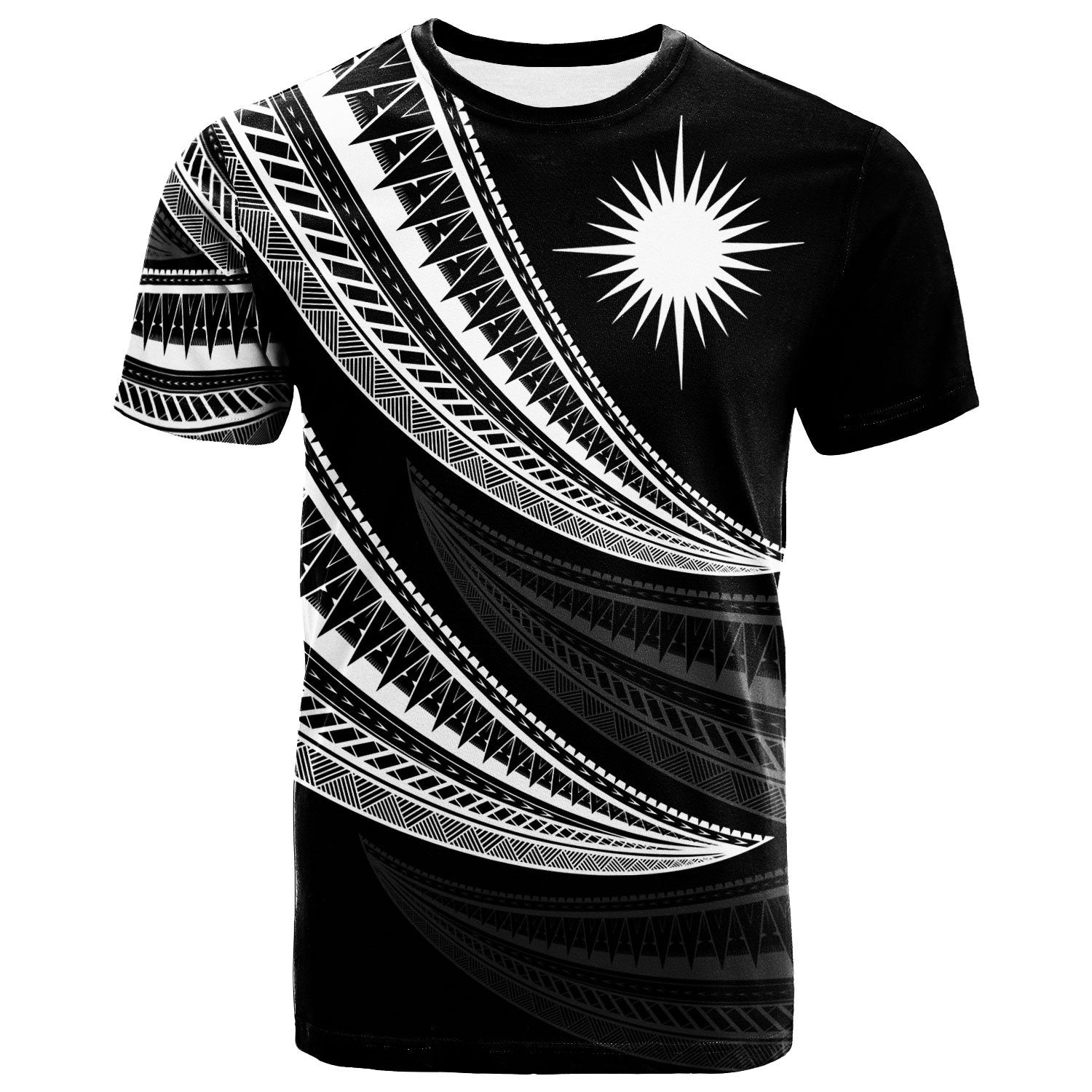 Marshall Islands Custom T Shirt Wave Pattern Alternating White Color Unisex White - Polynesian Pride