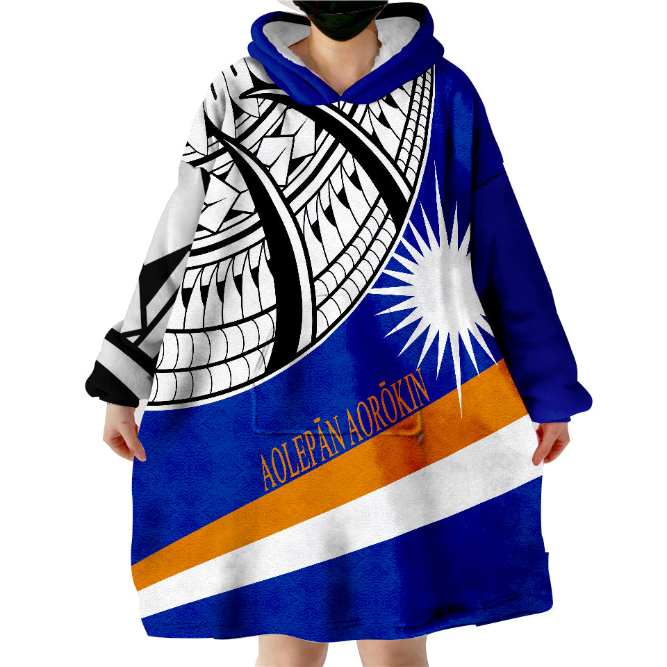 Marshall Islands - Marshallese Flag Classic Wearable Blanket Hoodie LT9 - Polynesian Pride