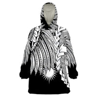 Marshall Islands Polynesian - Tribal Wave Tattoo White Wearable Blanket Hoodie LT9 Unisex One Size - Polynesian Pride