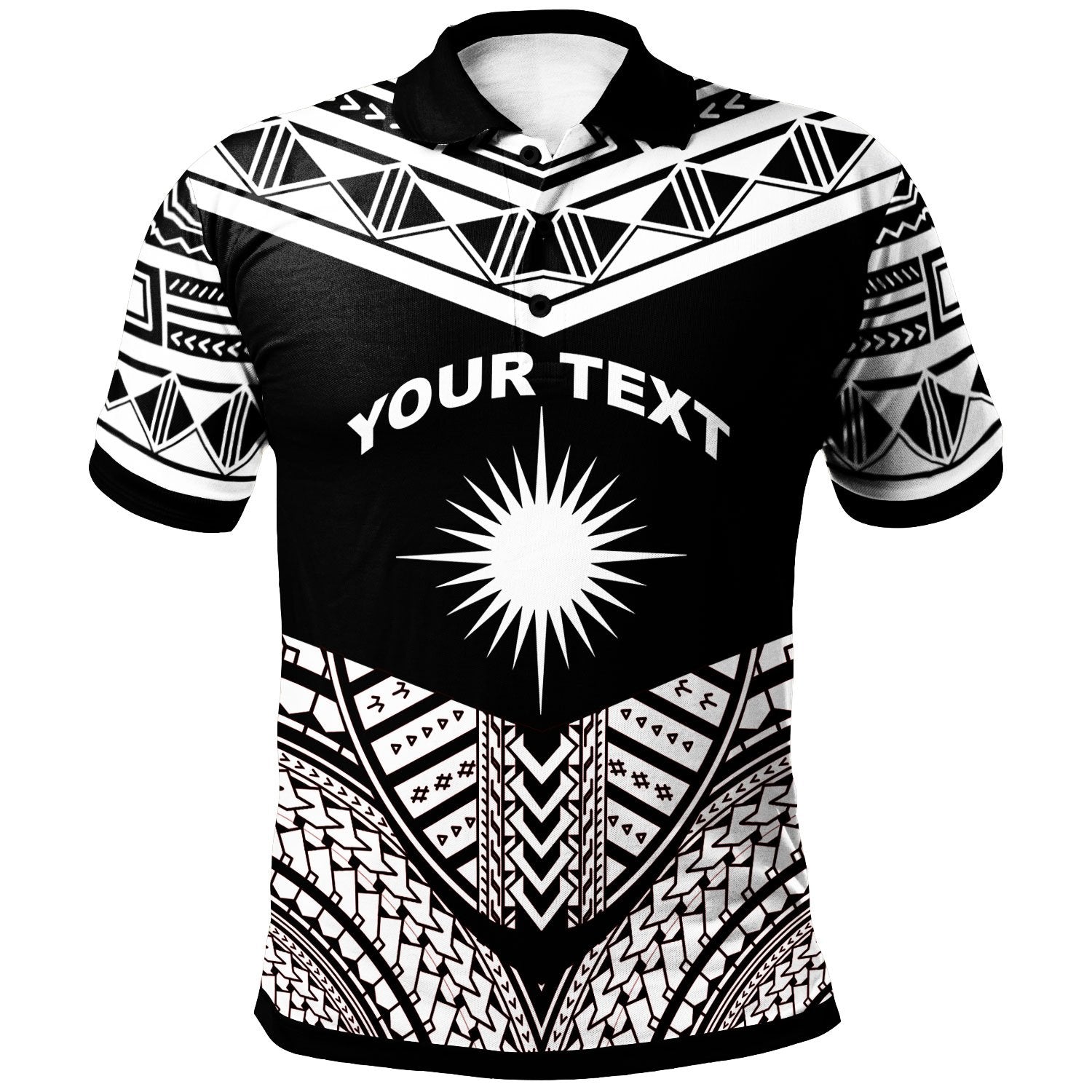 Marshall Island Custom Polo Shirt Tribal Pattern Cool Style White Color Unisex Black - Polynesian Pride