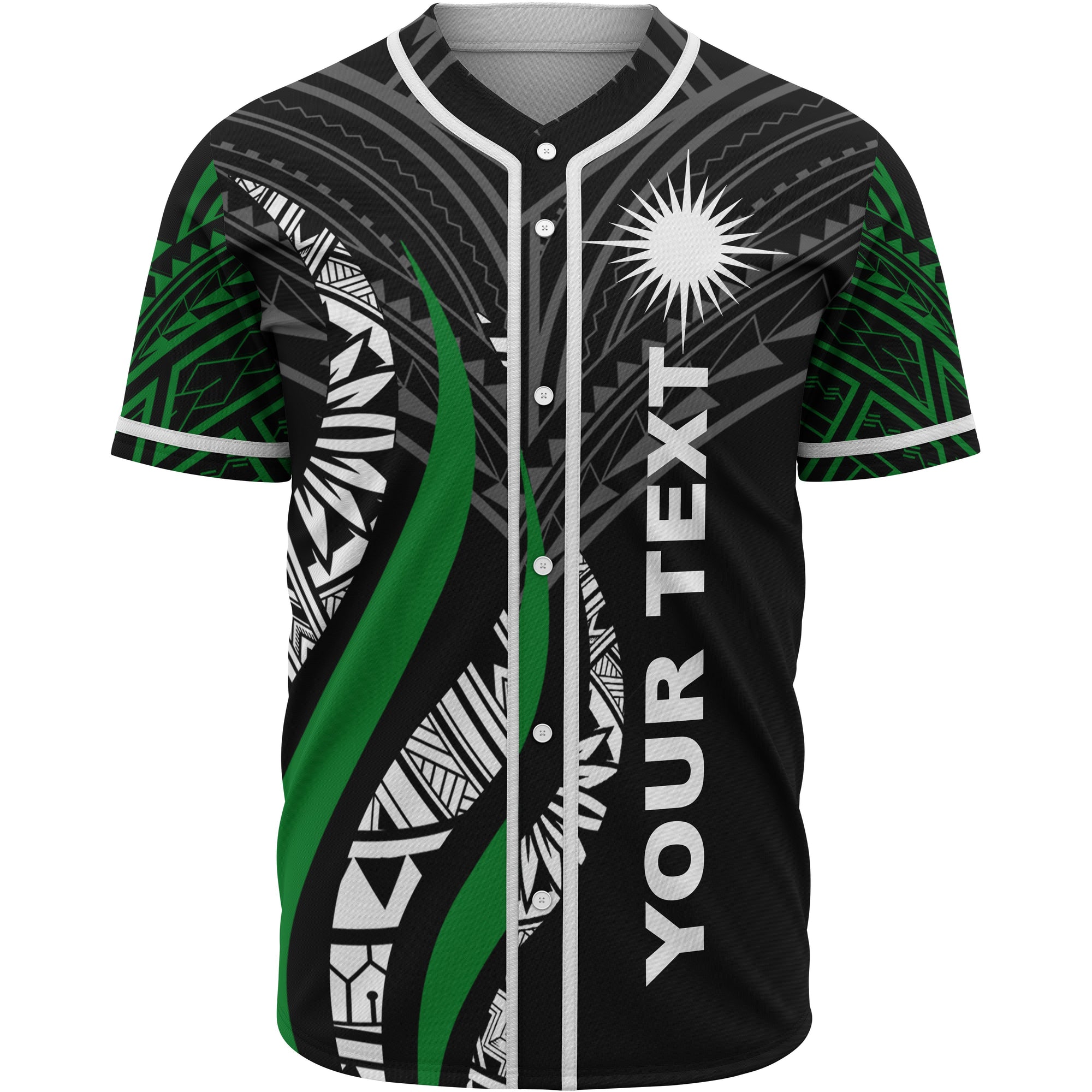 Marshall Islands Polynesian Custom Personalised Baseball Shirt - Marshall Islands Strong Fire Pattern Unisex Black - Polynesian Pride