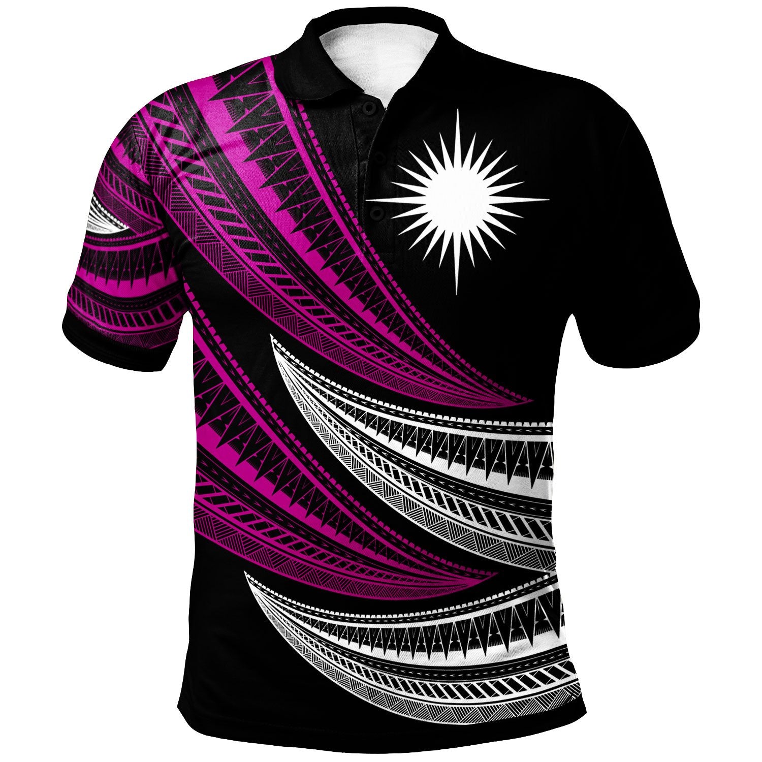 Marshall Islands Custom Polo Shirt Wave Pattern Alternating Purple Color Unisex Purple - Polynesian Pride
