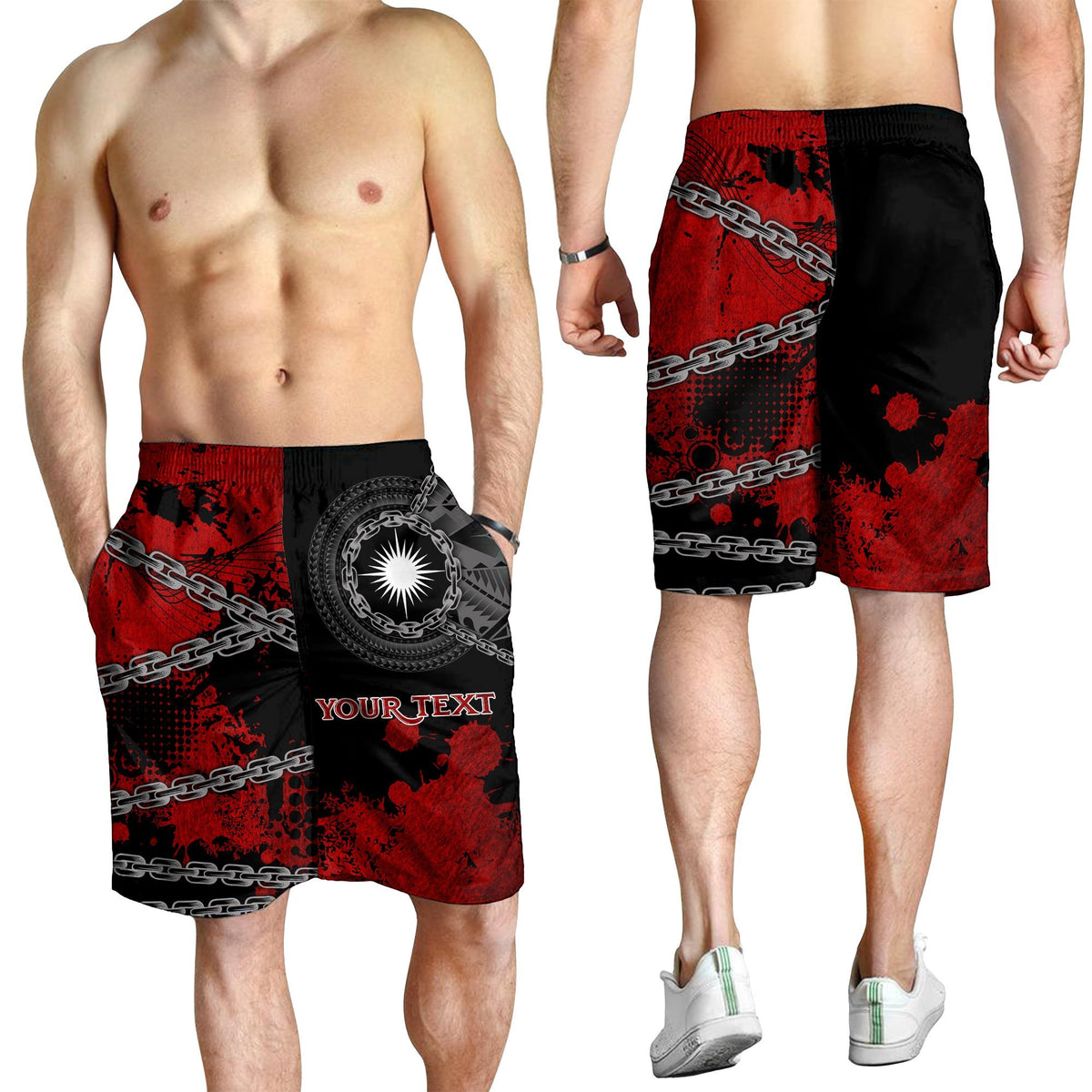 Marshall Islands Polynesian Personalised Men's Shorts - Polynesian Chain Style - Polynesian Pride
