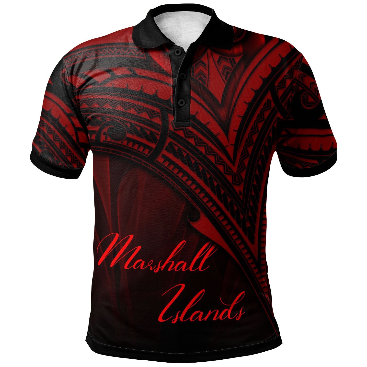 Marshall Islands Polo Shirt Red Color Cross Style Unisex Black - Polynesian Pride