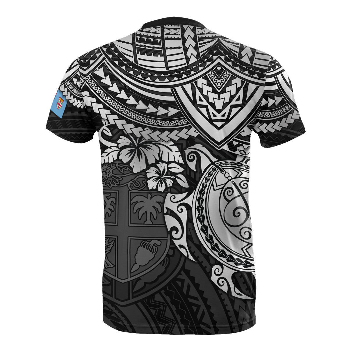 Fiji Polynesian T Shirt Fijian Flag White Turtle Hibiscus - Polynesian Pride