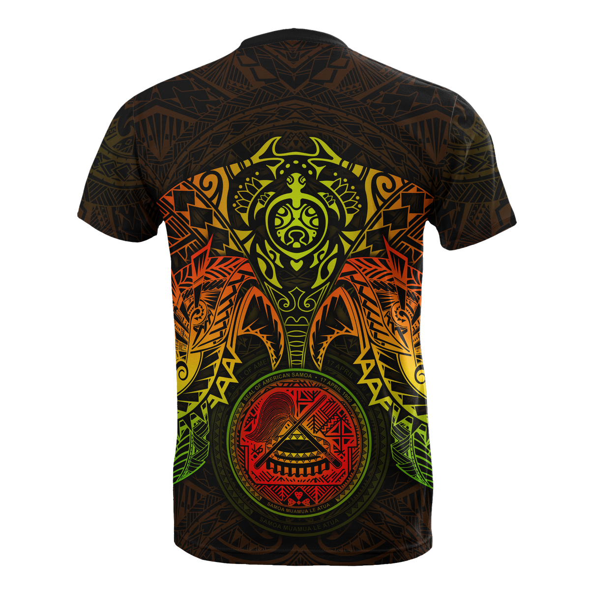 American Samoa T Shirt American Samoan Seal Reggae Turtle Manta Ray - Polynesian Pride