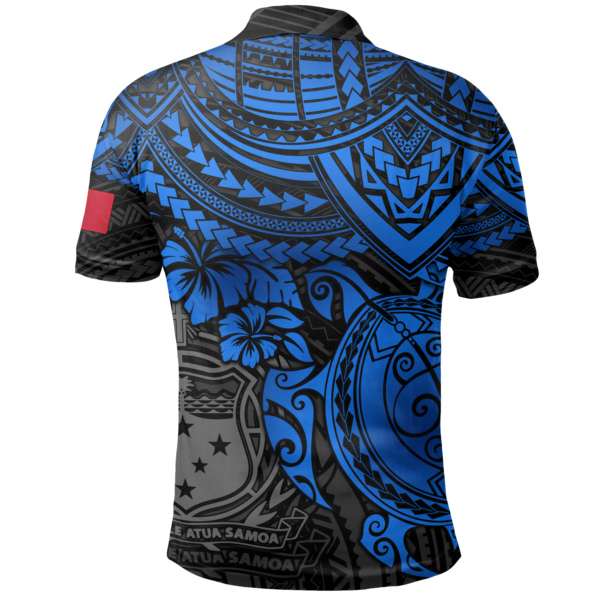 Samoa Polo Shirt Samoan FLag Coat Of Arms Blue Turtle Hibiscus - Polynesian Pride