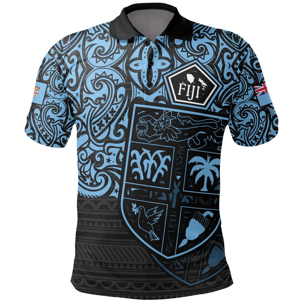 Fiji Polo Shirt Viti Flag Pride Style Unisex BLUE - Polynesian Pride