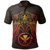 Hawaii Polo Shirt Red Kanaka Maoli Turtle Manta Ray Unisex RED - Polynesian Pride