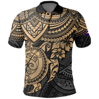 American Samoa Polo Shirt Amerika Samoa Flag Seal Gold Turtle Unisex GOLD - Polynesian Pride