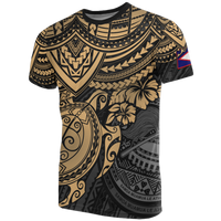 American Samoa T Shirt American Samoan Flag Seal Polynesian Gold Turtle Hibiscus Unisex GOLD - Polynesian Pride