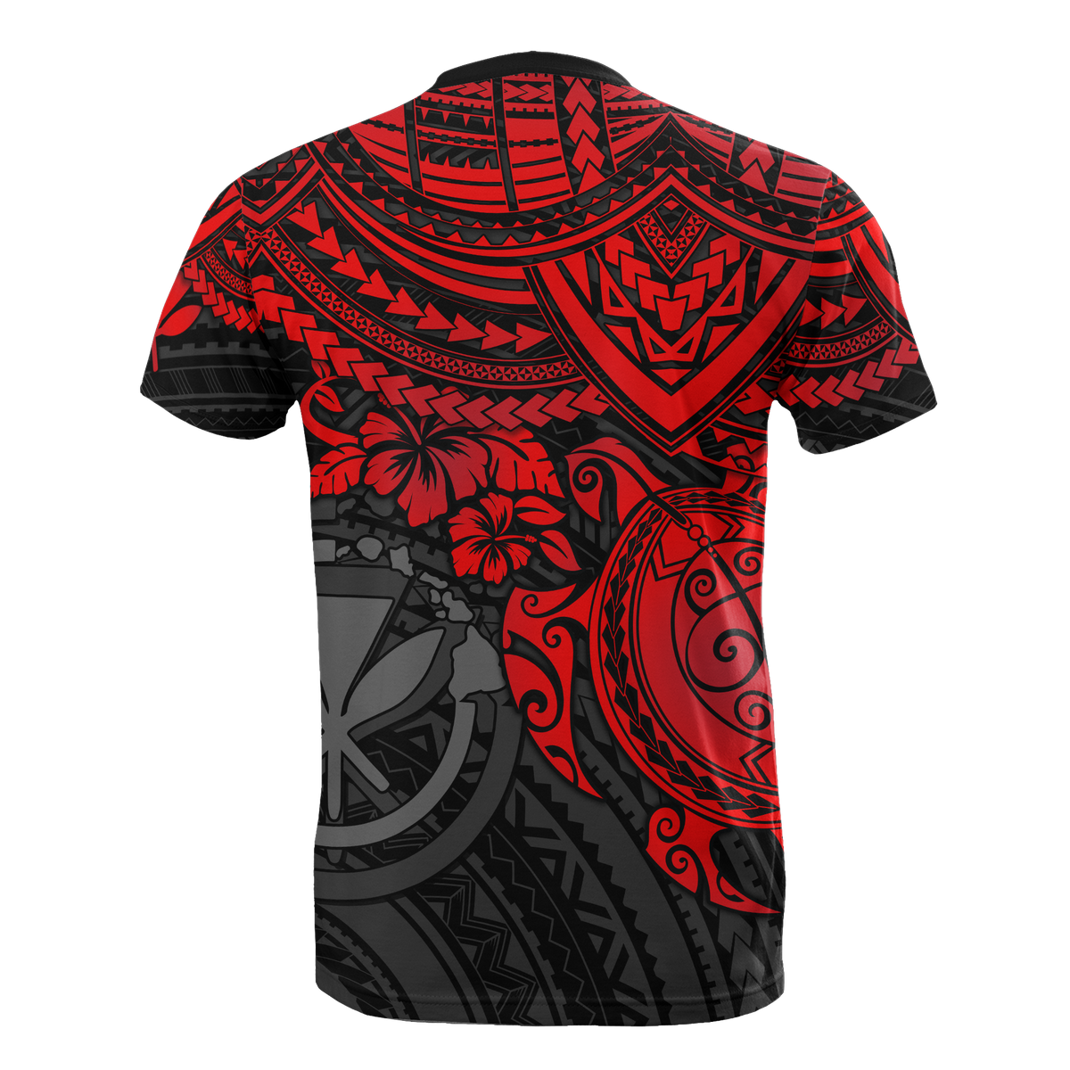 Hawaii T Shirt Polynesian Kanaka Maoli Red Turtle Hibiscus - Polynesian Pride