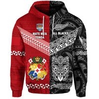 Tonga New Zealand Rugby Hoodie Mate Maa Ngatu and Maori All Black Together LT8 Pullover Hoodie - Polynesian Pride