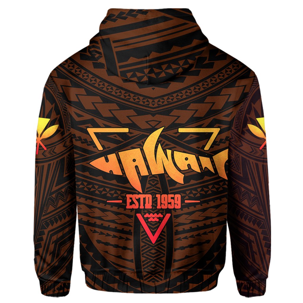 Kanaka Polynesian Hoodie Zip Orange Earth AH - Polynesian Pride