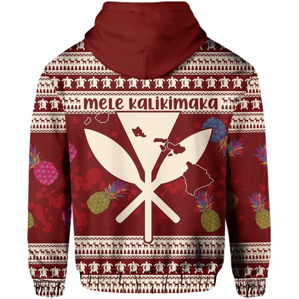 Hawaii Santa Claus Pineapple Pattern Hoodie Zip Dry Style - Polynesian Pride