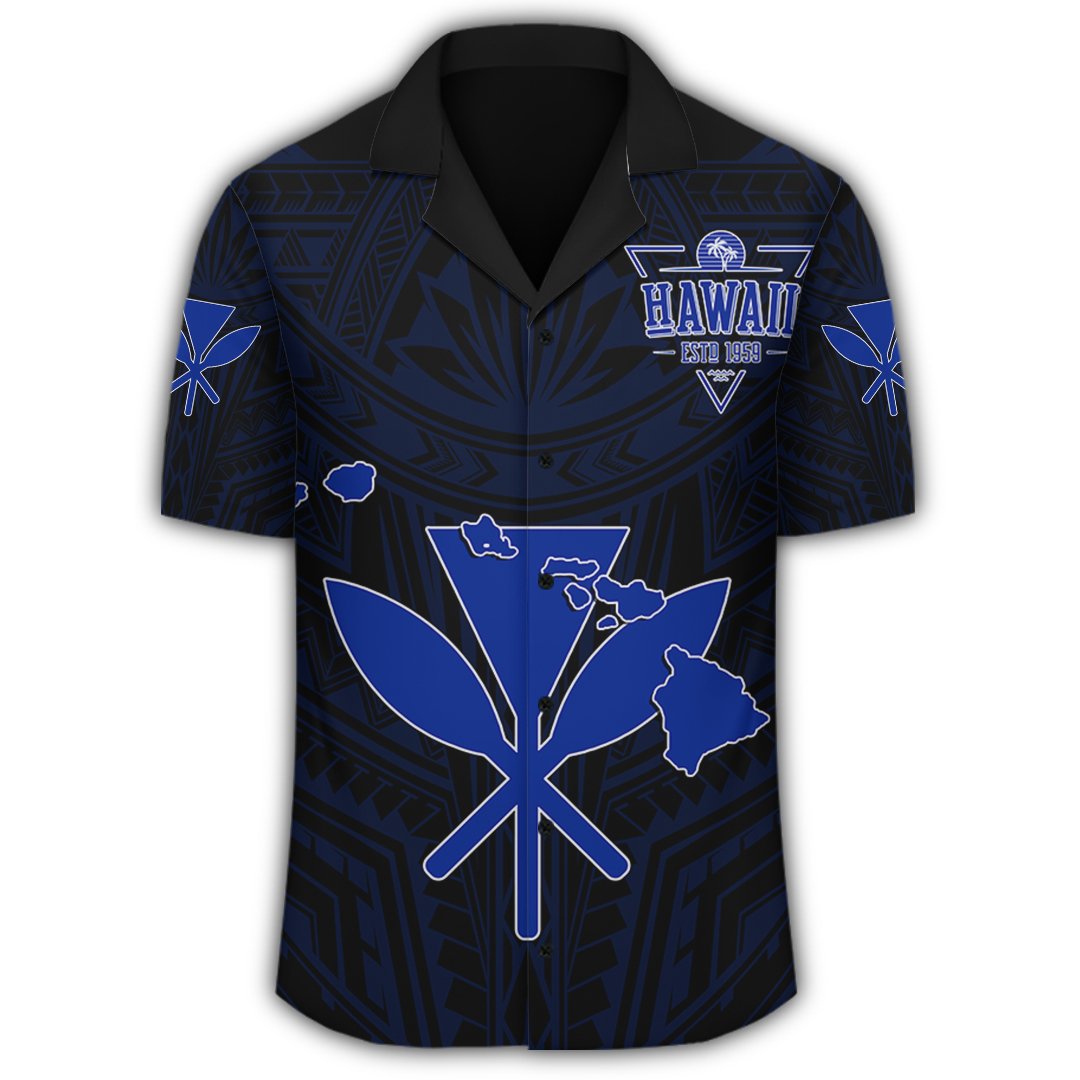 Kanaka Map Polynesian Hawaiian Shirt - Blue Heart - AH - Polynesian Pride