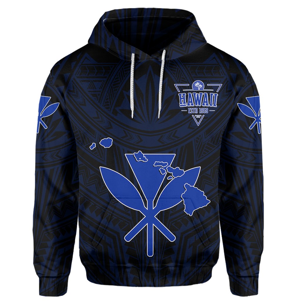 Kanaka Map Polynesian Hoodie Blue Heart AH - Polynesian Pride