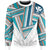 Hawaii Sweatshirt - Football Jersey Style - White And Cyan - AH Unisex White - Polynesian Pride