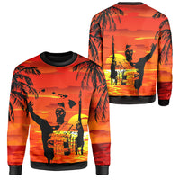 Hawaii Summer King Sunset Sweat Shirt Unisex Orange - Polynesian Pride