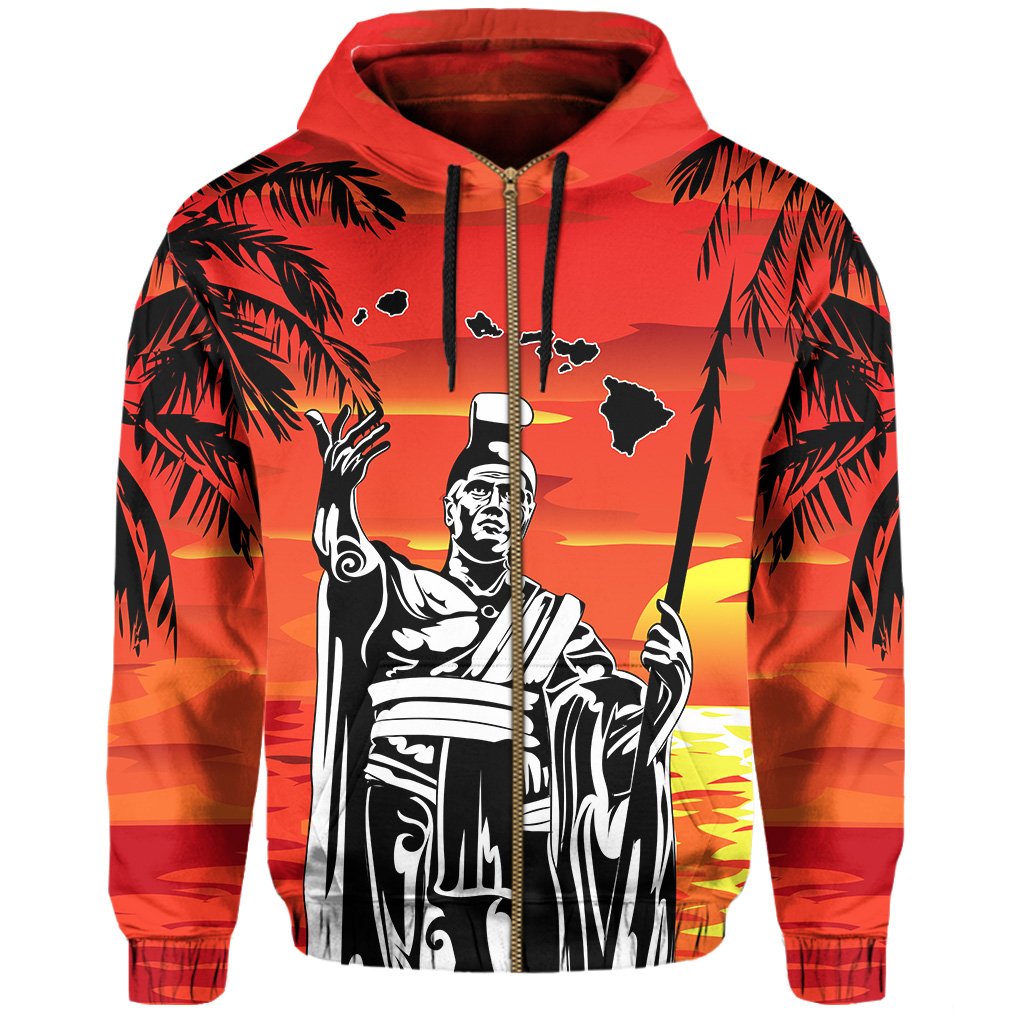 Hawaii King Summer Sunset Hoodie (Zip up) - Polynesian Pride
