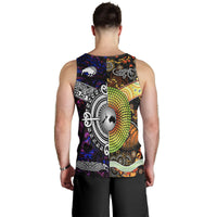New Zealand Maori Aotearoa And Australia Aboriginal Men Tank Top Together - Purple LT8 - Polynesian Pride
