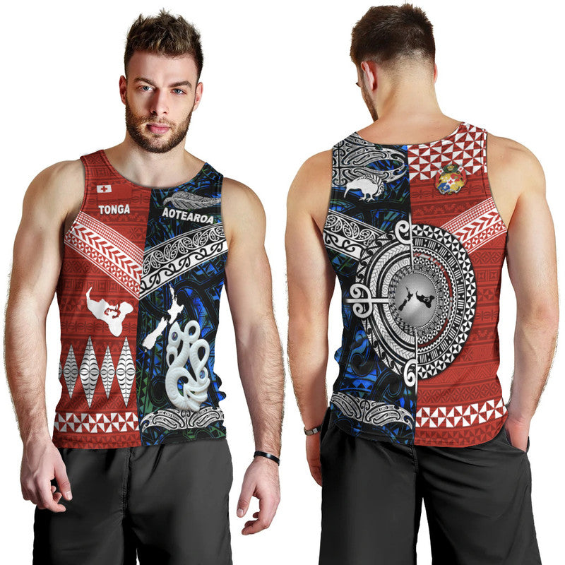 New Zealand And Tonga Men Tank Top Together - Blue LT8 - Polynesian Pride