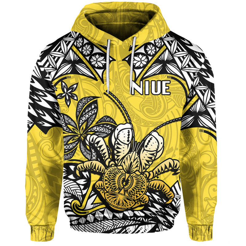 Custom Niue Uga Hoodie Tribal Patterns Yellow Style LT6 Yellow - Polynesian Pride