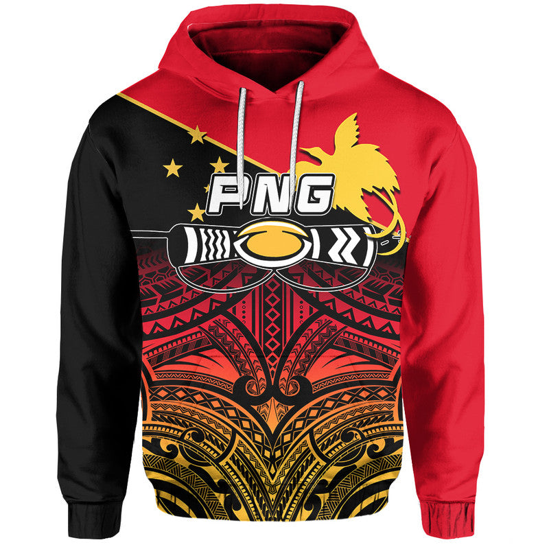 (Custom and Number) PNG Rugby The Kumuls Hoodie LT6 Red - Polynesian Pride