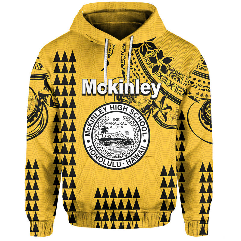 Custom Hawaii High School President William Mckinley Hoodie Mix Kakau LT6 Pullover Hoodie Yellow - Polynesian Pride