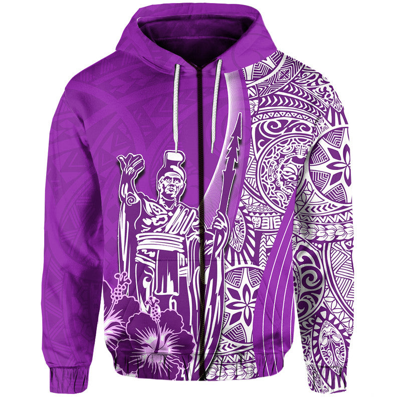 Hawaiian King Kamehameha Hoodie Vibe Purple Style LT6 - Polynesian Pride