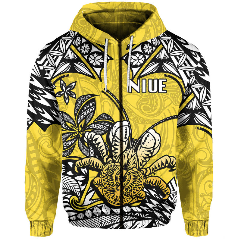 Custom Niue Uga Hoodie Tribal Patterns Yellow Style LT6 - Polynesian Pride