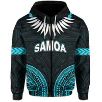 Custom Samoa Ula Nifo Tribal Hoodie Blue Style LT6 - Polynesian Pride