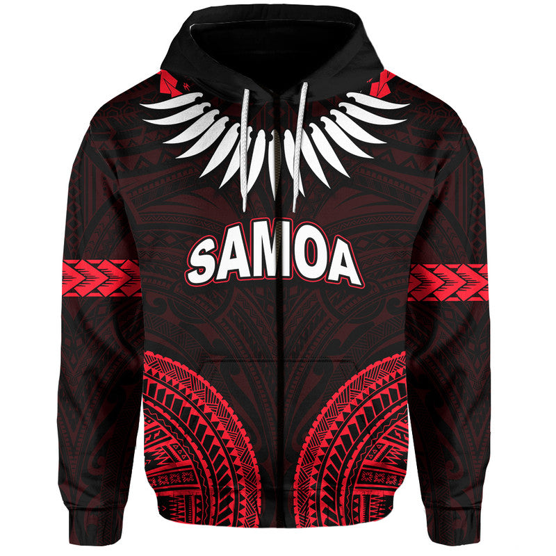 Custom Samoa Ula Nifo Tribal Hoodie Red Style LT6 - Polynesian Pride