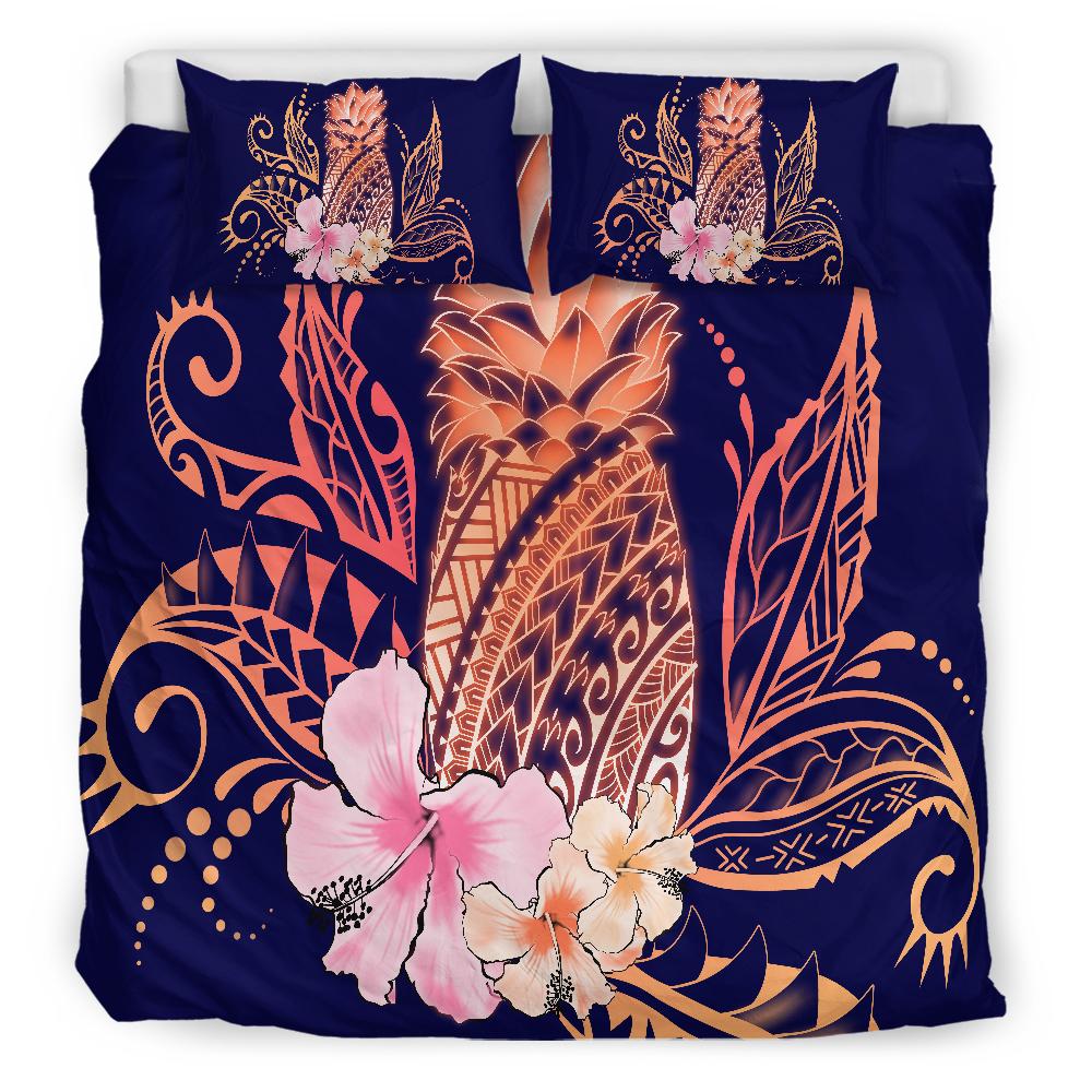 Hawaii Pineapple Hibiscus Polynesian Bedding Set - Dori Style AH - Polynesian Pride