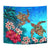 Hawaii Turtle Hibiscus Sea Tapestry - Ocean Of Love - AH Wall Tapestry Blue - Polynesian Pride