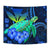 Hawaii Turtle Hibiscus Polynesian Tapestry - Jade Stone - AH Wall Tapestry Blue - Polynesian Pride
